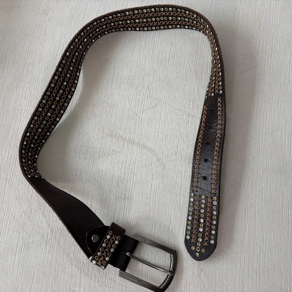 Bed Stu leather studded belt 🤎 Wide western / boho Y2K belt - Picture 5 of 7